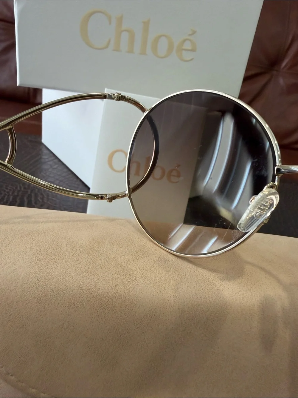 Chloé Gold Frame Sunglasses with Brown Gradient Lenses